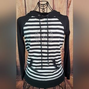 MICHAEL KORS MK SWEATER HOODIE BLACK WHITE STRIPES